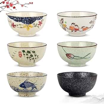 rice ライス Ceramic トスカーナ　Bowl 2セット Amazon.com | Whitenesser Japanese Ceramic Rice & Sushi Bowls